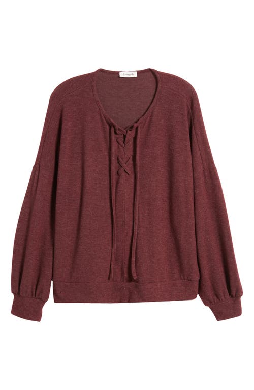 Shop Loveappella Lace-up Knit Top In Plum