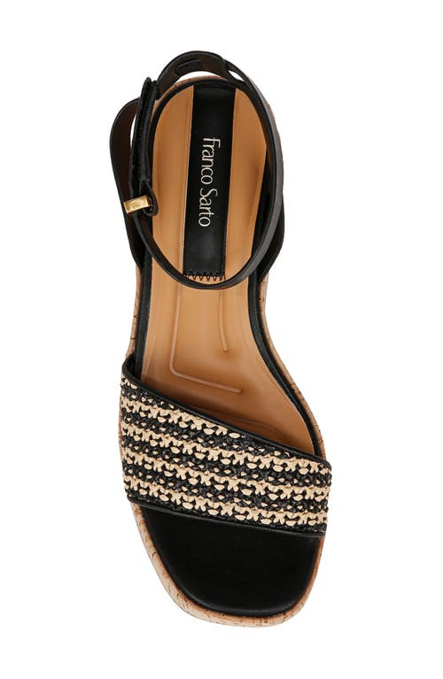 Franco Sarto Terry Ankle Strap Platform Wedge Sandal In Black