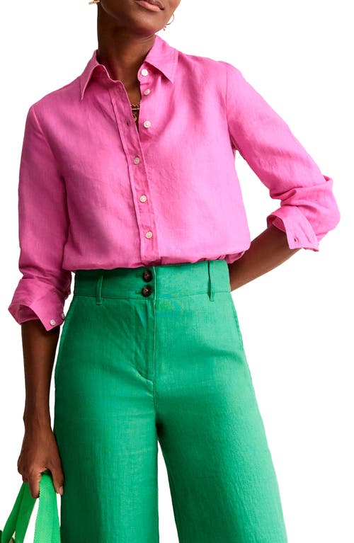 Sienna Linen Button-Up Shirt in Pop Pansy