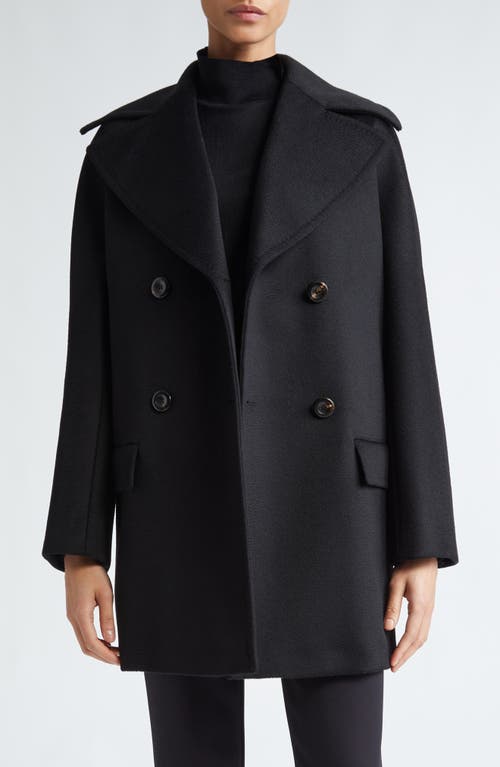 Shop Max Mara Kent Short Wool Peacoat In Black