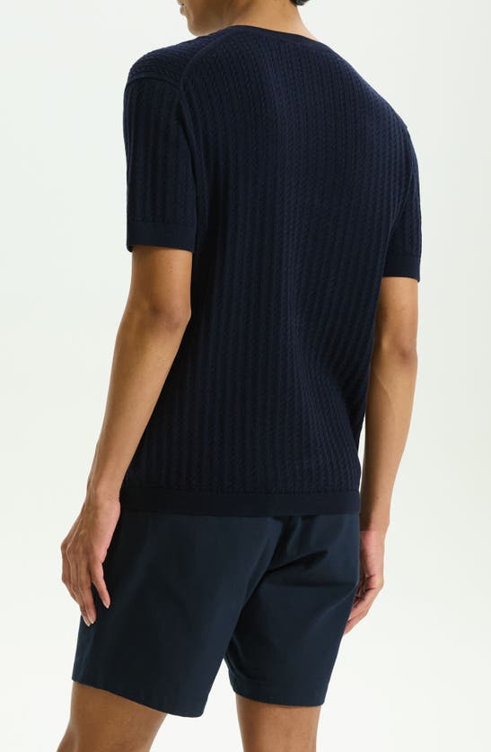 Shop Theory Cable Short Sleeve Cotton Blend Sweater In Baltic