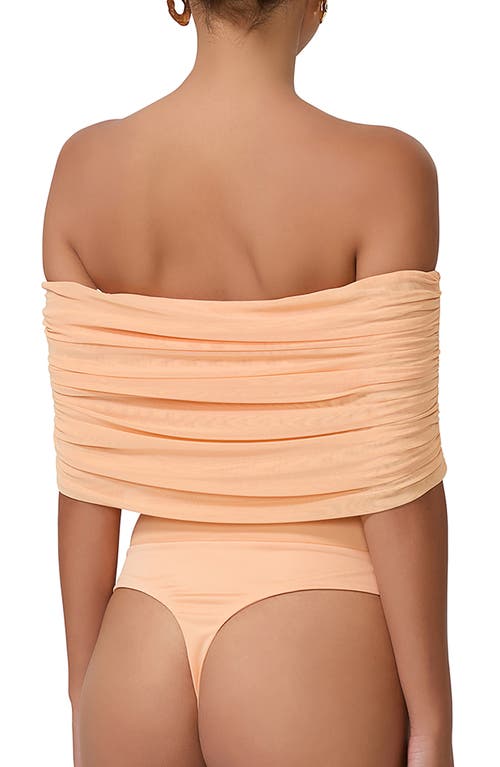 Shop Afrm Divya Off The Shoulder Bodysuit In Peach Fuzz