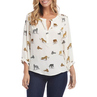 Karen Kane Cheetah Print Blouse, Ivory
