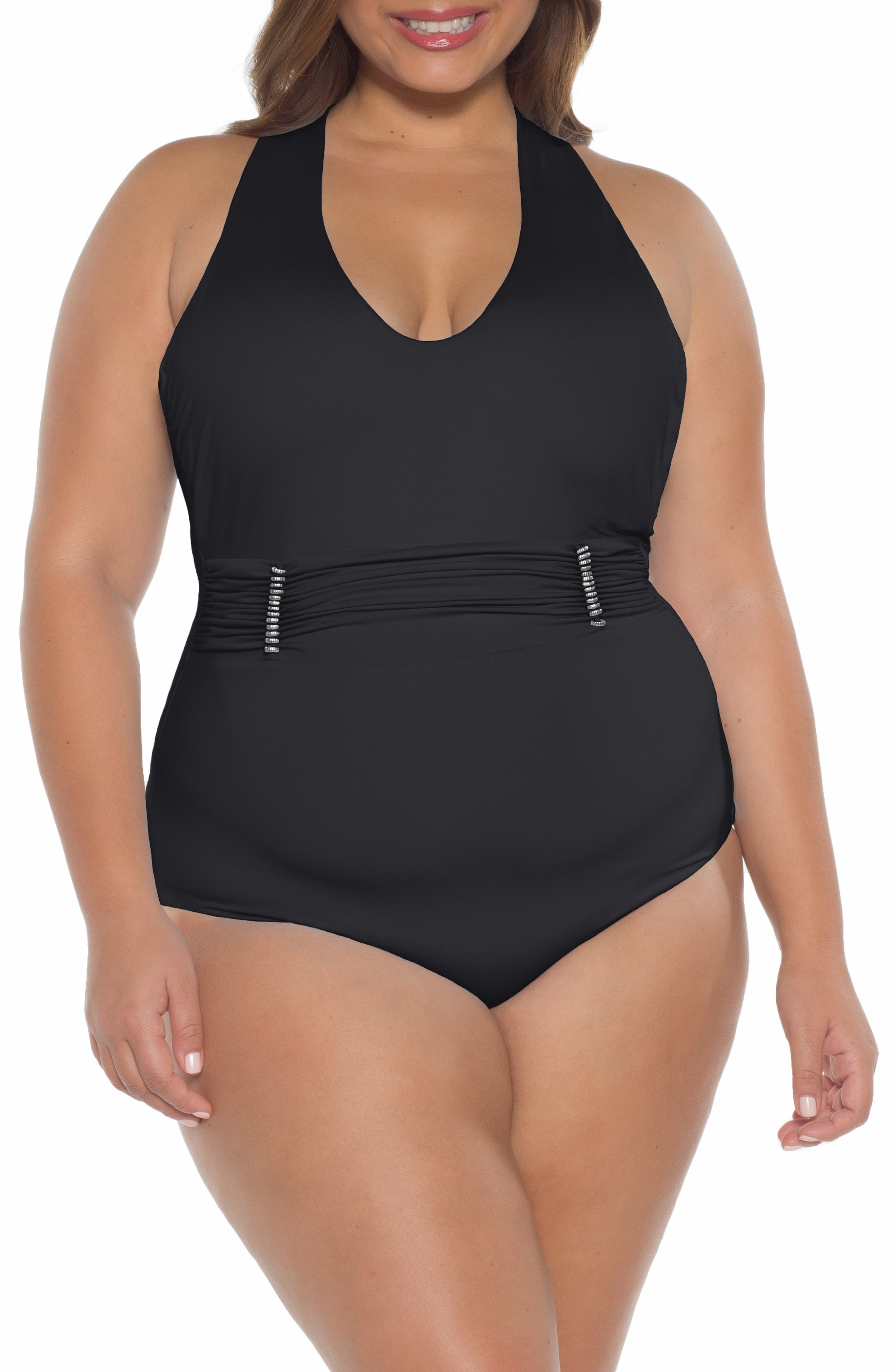 Plus Size Becca Etc. Reconnect One-Piece Swimsuit, Black