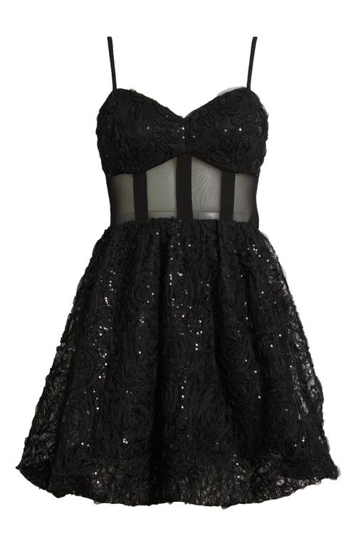 Shop Emerald Sundae Sequin Lace Corset Cocktail Minidress In Black