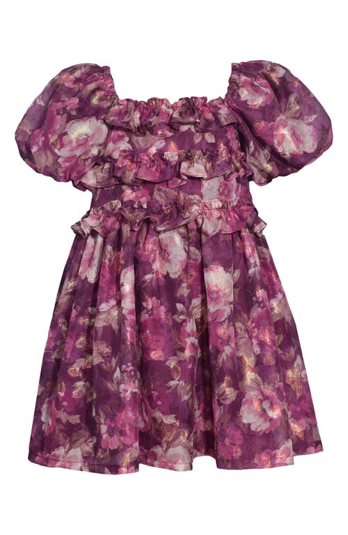 IRIS & IVY IRIS & IVY KIDS' FLORAL PUFF SLEEVE CHIFFON PARTY DRESS 