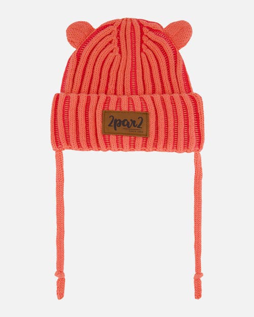 Deux Par Deux Baby Girl's Baby Knit Hat With Ears Coral at Nordstrom