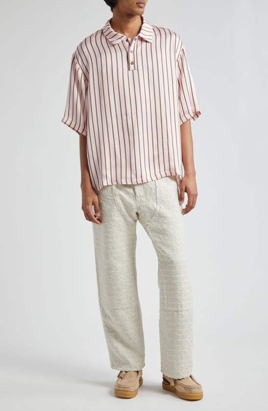 Shop 4sdesigns Stripe Oversize Popover Shirt In Pink