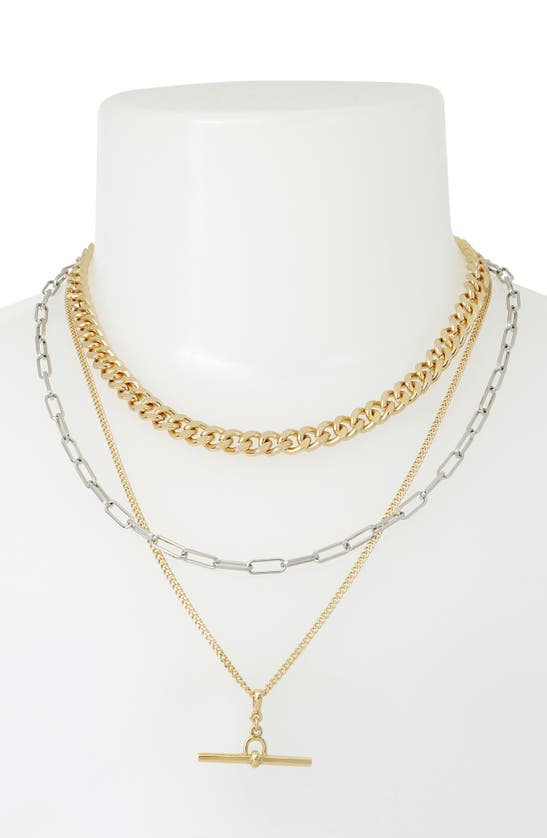 Shop Allsaints Carabiner Layered Necklace In Gold/ Rhodium