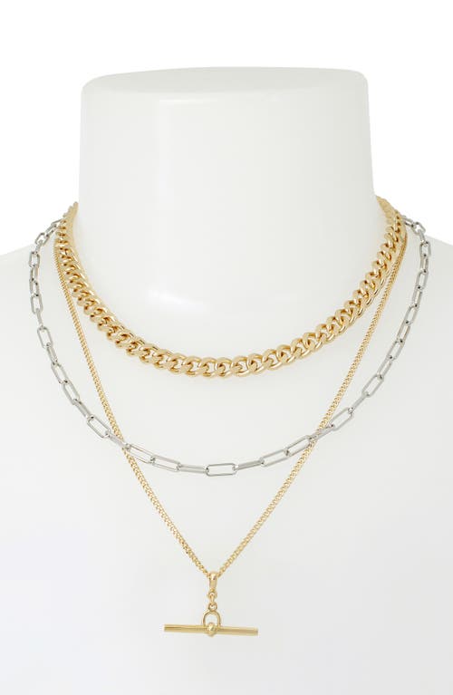 Shop Allsaints Carabiner Layered Necklace In Gold/rhodium