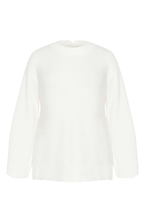 City Chic Bow Back Bell Sleeve Sweater In Ivory
