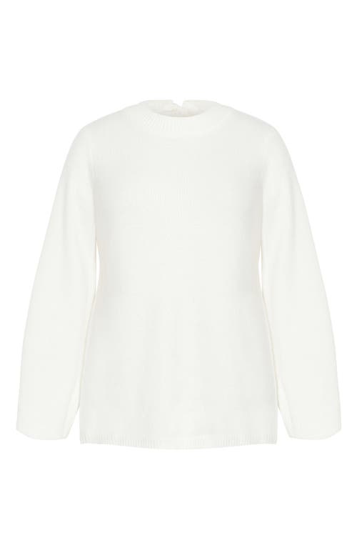 Shop City Chic Bow Back Bell Sleeve Sweater In Ivory