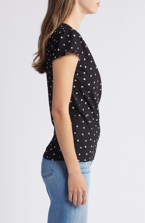 Loveappella Polka Dot Faux Wrap T-shirt In Black