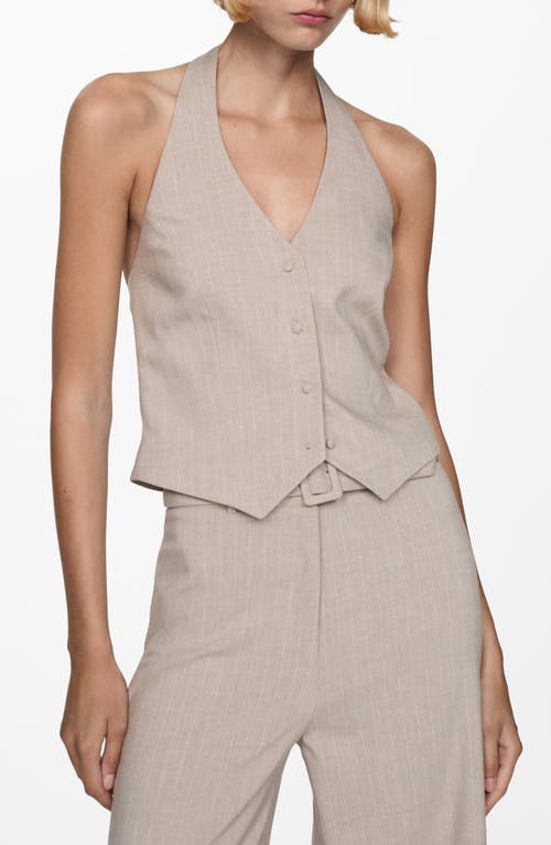 Mango Pinstripe Halter Vest In Beige