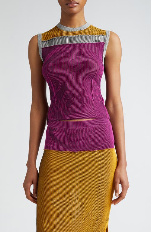 Paolina Russo Patchwork Illusion Colorblock Tank In Purple