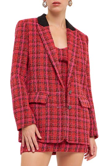 ENDLESS ROSE ENDLESS ROSE ACCENT BOUCLÉ BLAZER