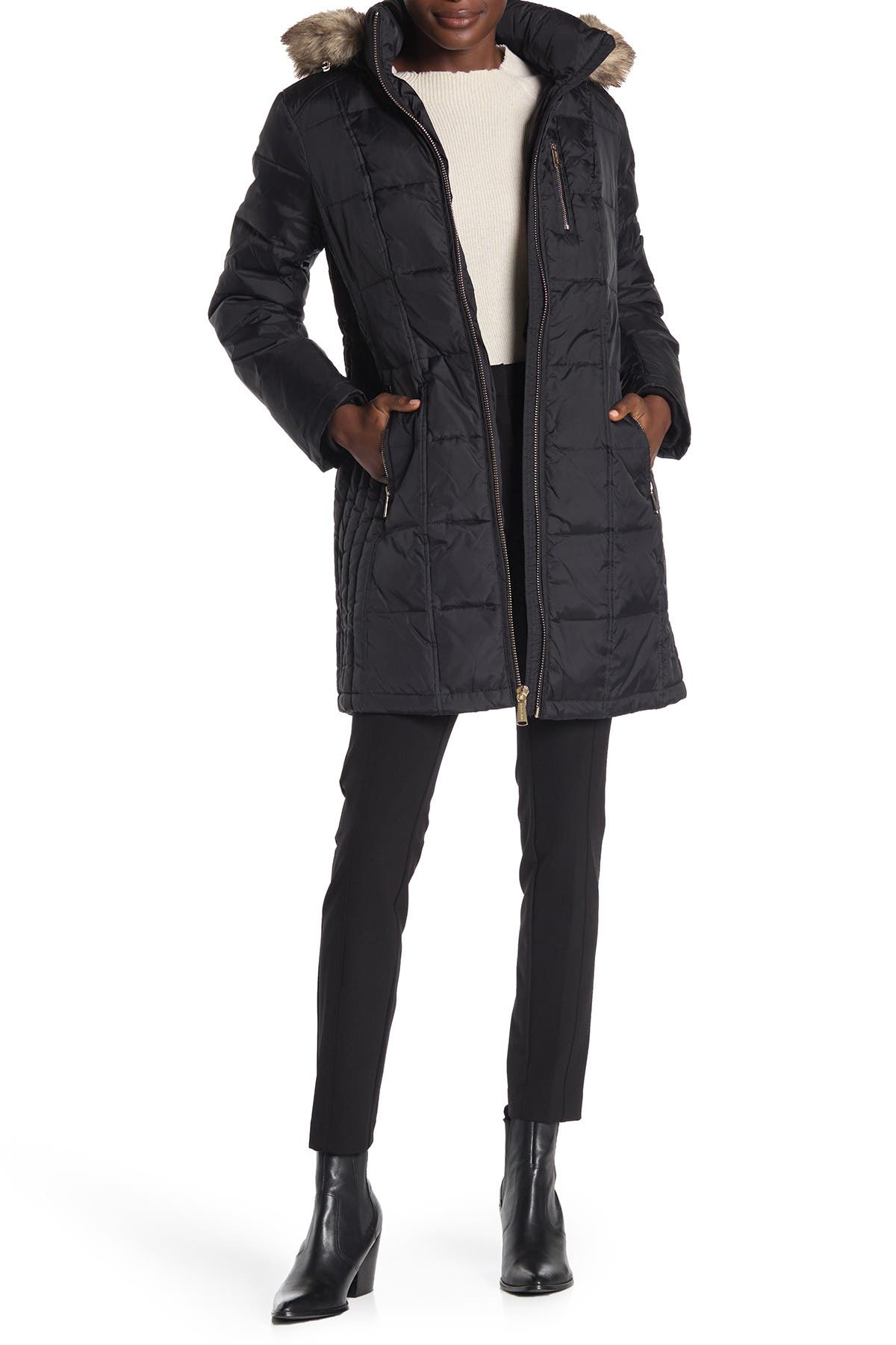michael kors faux fur hooded puffer coat