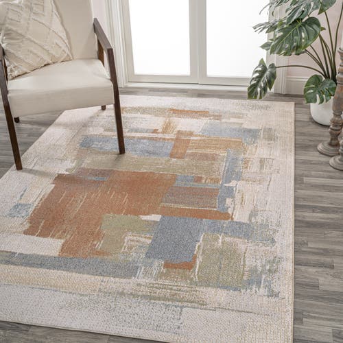 Jonathan Y Weaver Abstract Coastal Watercolor Machine-washable Area Rug In Cream/multi