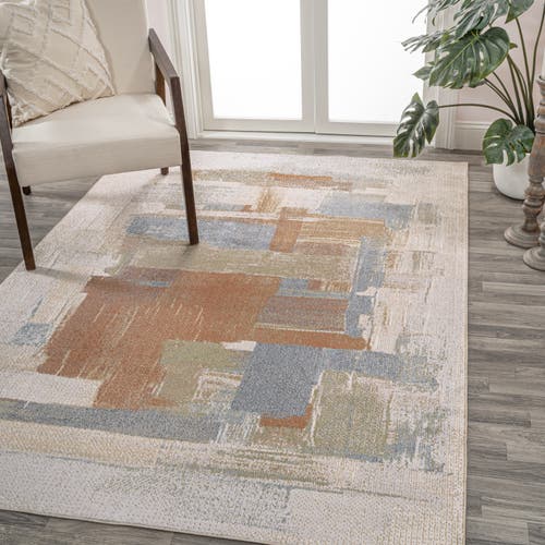 Shop Jonathan Y Weaver Abstract Coastal Watercolor Machine-washable Area Rug In Cream/multi