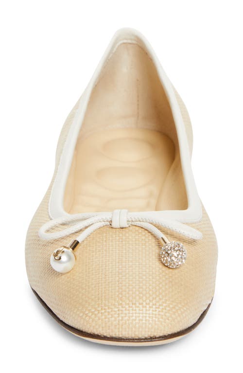 Shop Jimmy Choo Elme Raffia Flat In Natural/latte