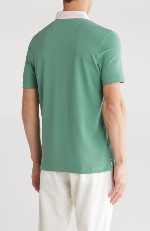 Shop Brooks Brothers Oxford Stripe Supima® Cotton Polo In Frosty Spruce