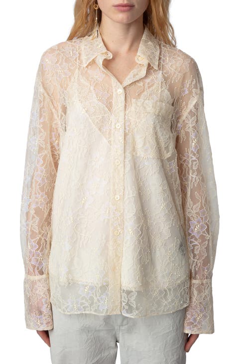 Tyrone Sheer Lace Button-Up Shirt