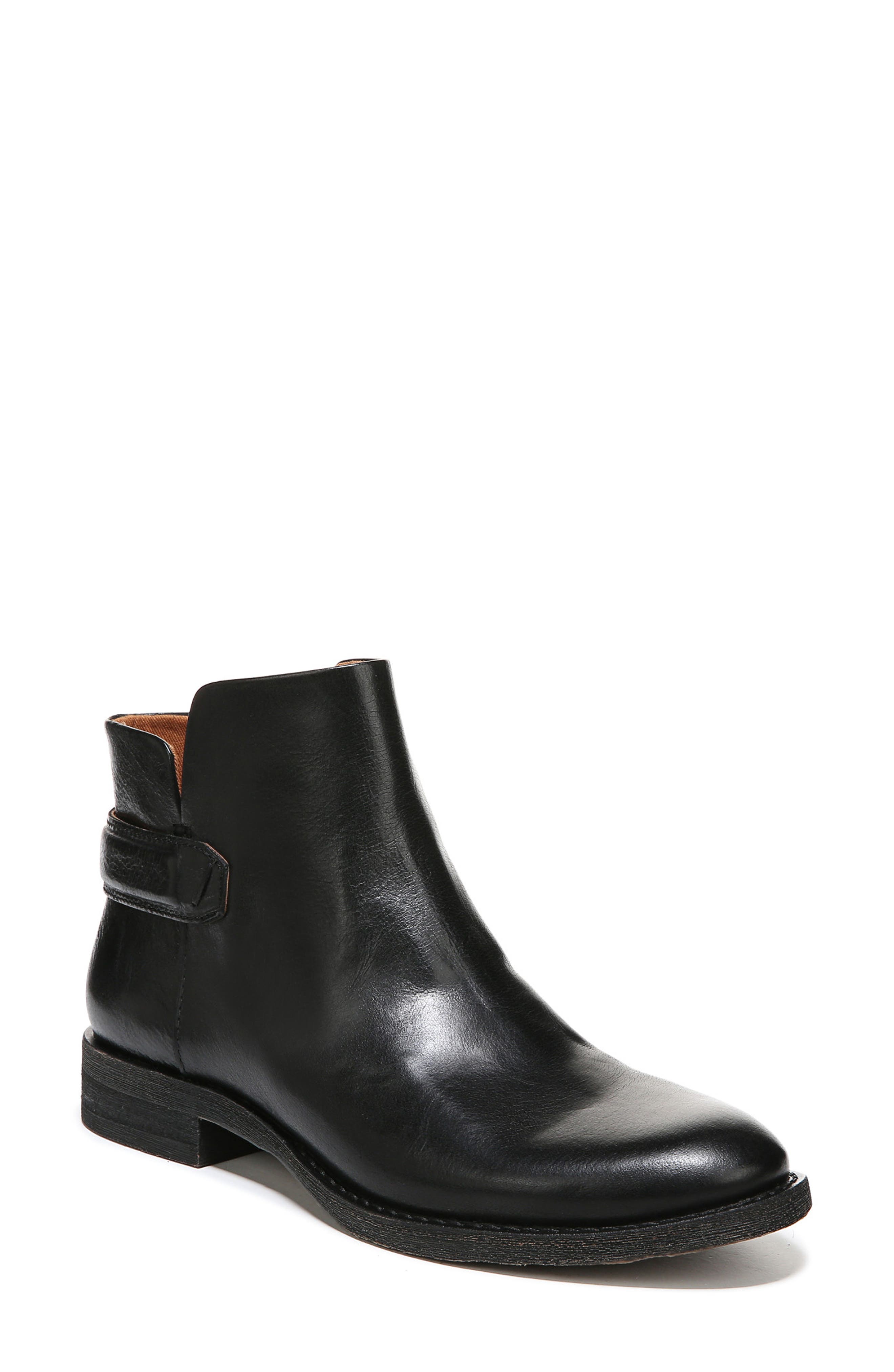 womens black leather dress booties