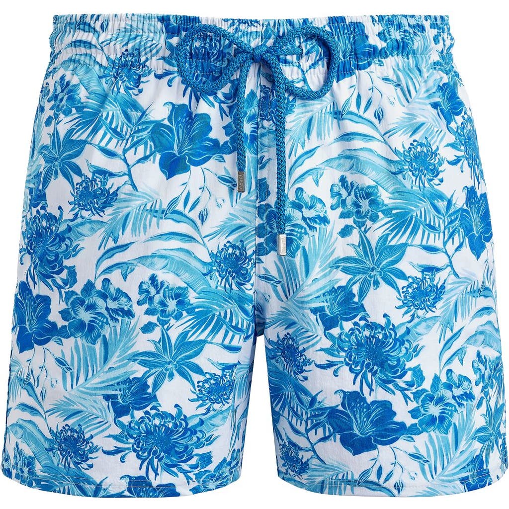 Vilebrequin Tropical Print Swim Shorts In Blanc