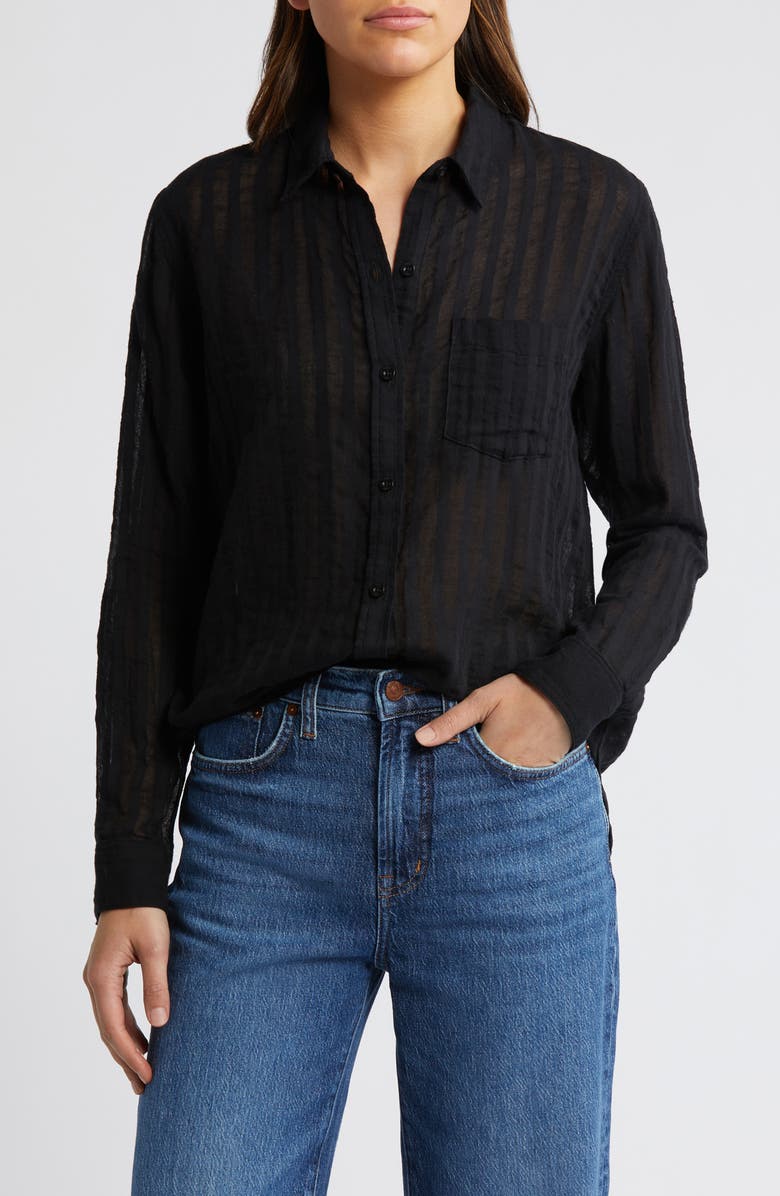 Rails Charli Shadow Stripe Cotton Button-Up Shirt | Nordstrom