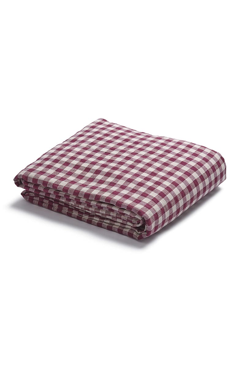 PIGLET IN BED Gingham Linen Flat Sheet Nordstrom
