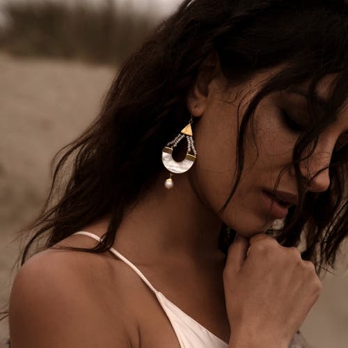 Freya Rose Women's White / Gold Warrioress Sunrise Earrings In Gold