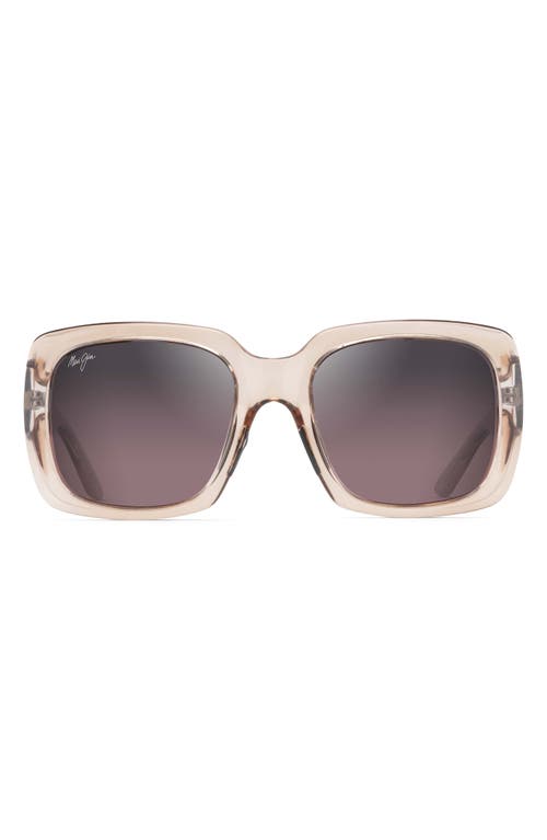 Maui Jim Two Steps 55mm PolarizedPlus2 Square Sunglasses in Transparent Pink at Nordstrom