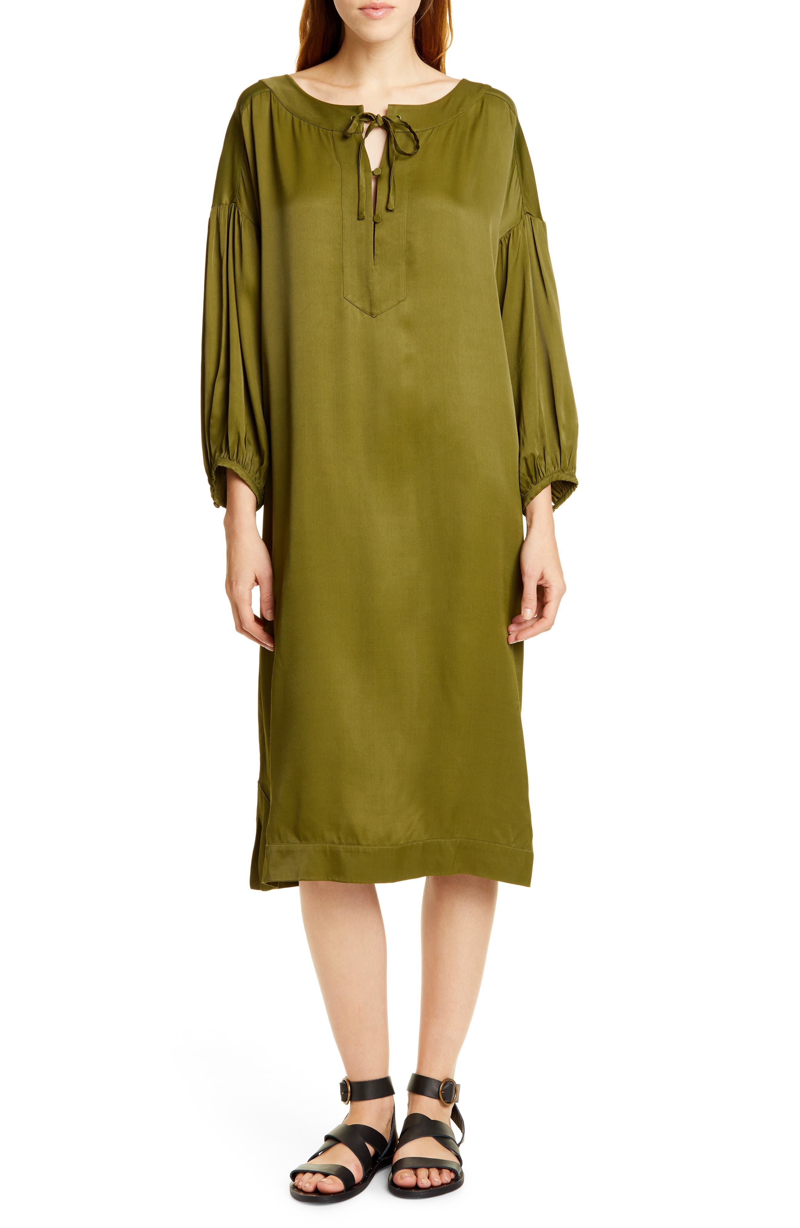 Rodebjer Sim Satin Midi Dress, Green