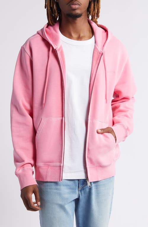 Shop Carhartt Work In Progress Duster Script Zip Hoodie In Charm Pink Garment Dyed