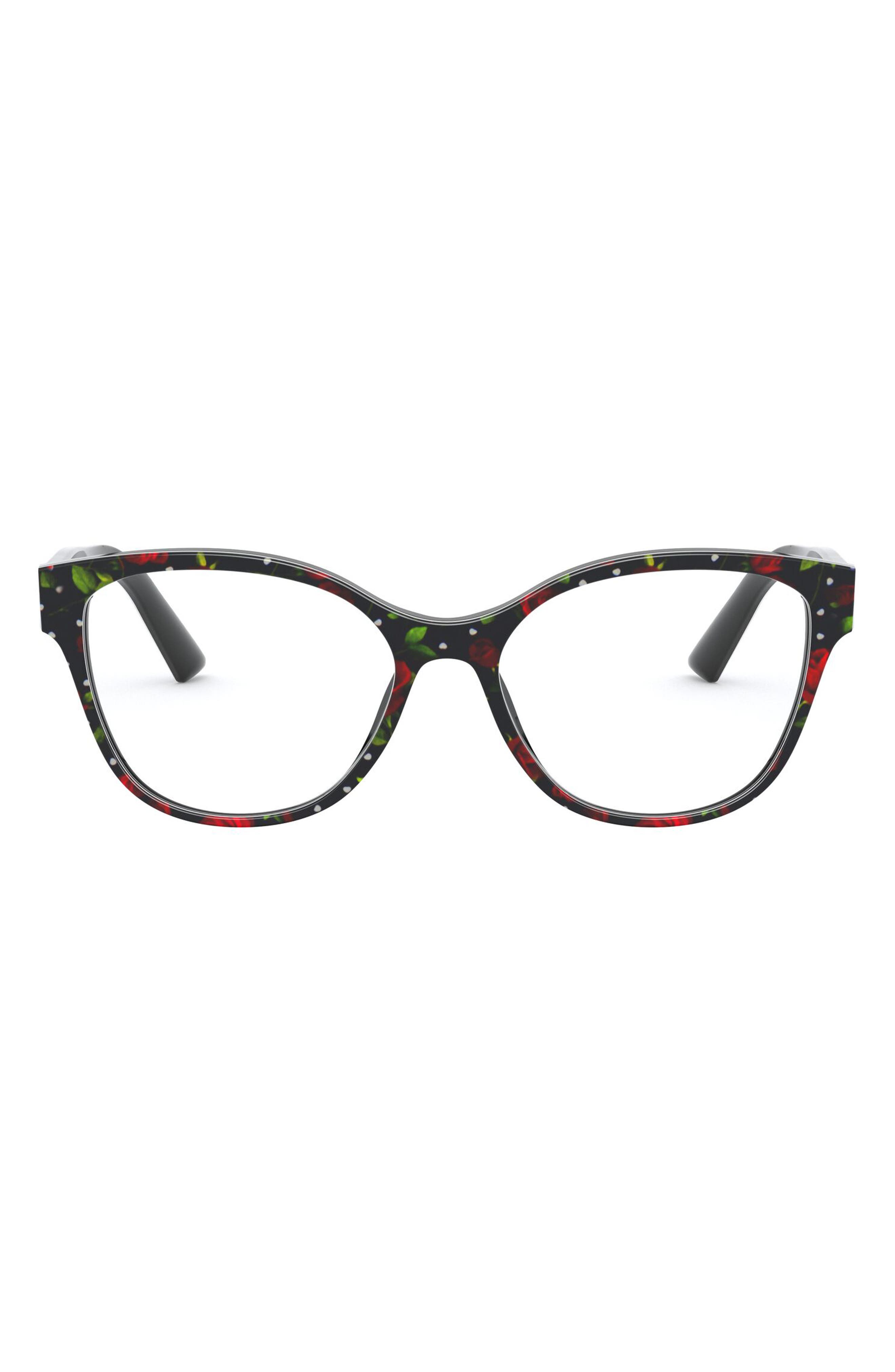 EAN 8056597127578 product image for Women's Dolce & gabbana 52mm Optical Butterfly Glasses - Print Rose | upcitemdb.com