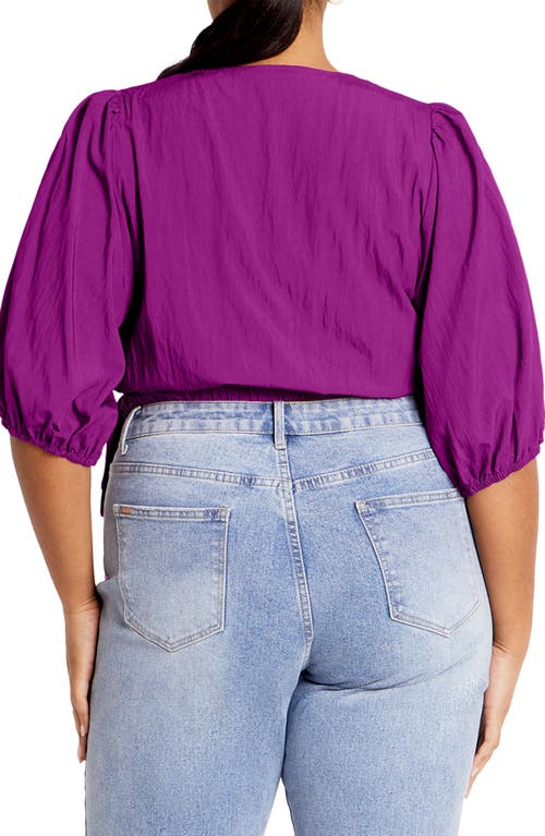 Shop City Chic Kiki Faux Wrap Top In Magenta