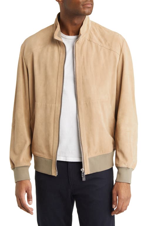 BOSS Mika Suede Jacket Light Beige at Nordstrom,