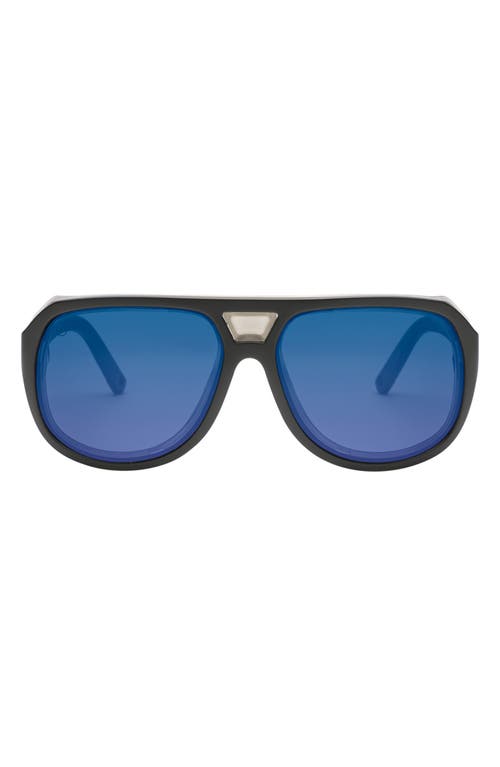 Stacker 50mm Small Tinted Polarized Sunglasses in Matte Black/Blue Polar Pro