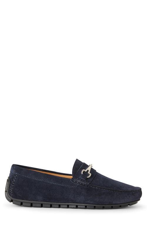 Shop Bruno Magli Darius Moc Toe Bit Loafer In Navy Suede