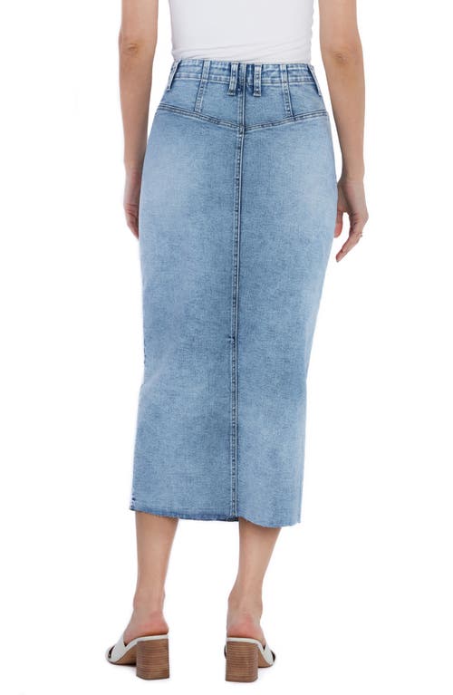Wash Lab Denim Asymmetric Waist Denim Midi Skirt In Mist Blue
