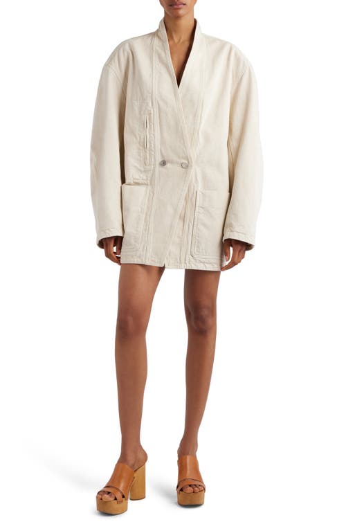 Isabel Marant Ikena Oversize Double Breasted Cotton Twill Jacket Ecru at Nordstrom, Us