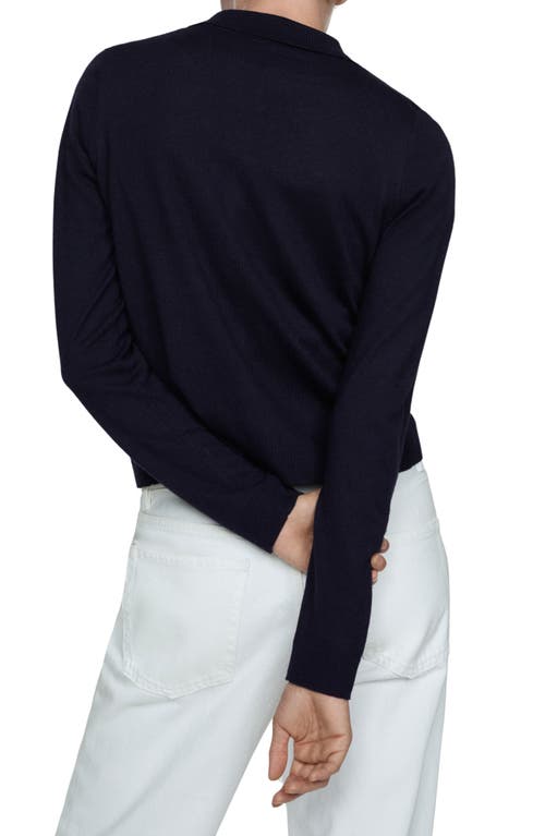 Shop Mango Polo Cardigan In Dark Navy