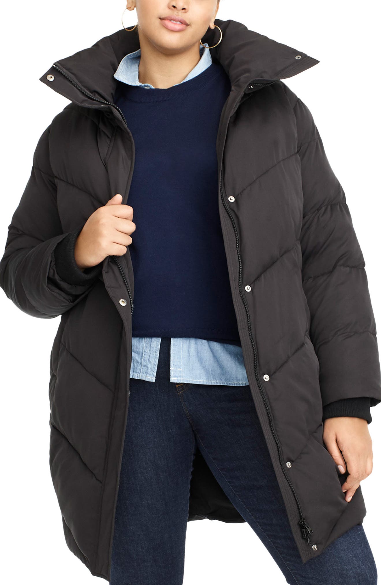 Universal Standard for J.Crew Chevron Long Puffer Coat (Plus Size