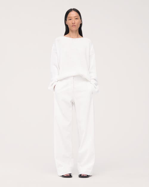Another Tomorrow Draped Knit Sweater In White