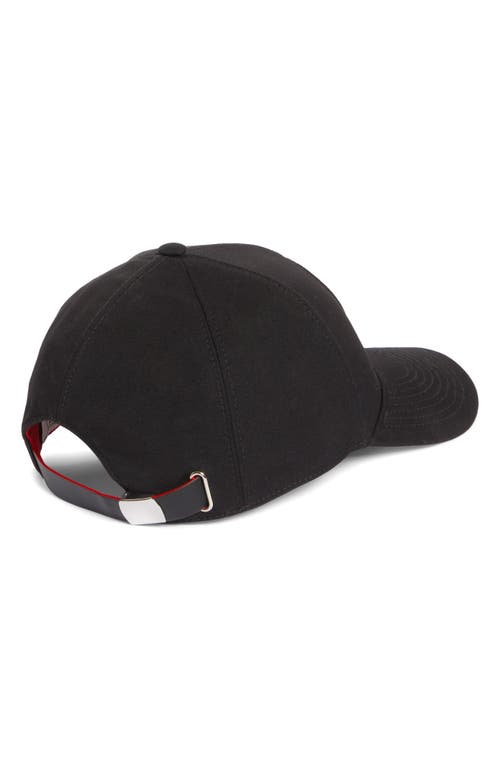Christian Louboutin Mooncrest Embroidered Monogram Cotton Canvas Baseball Cap In Black/silver