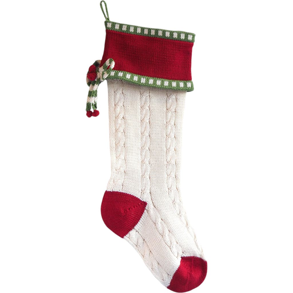 Melange Collection Cable-knit Bow Stocking In Ivory