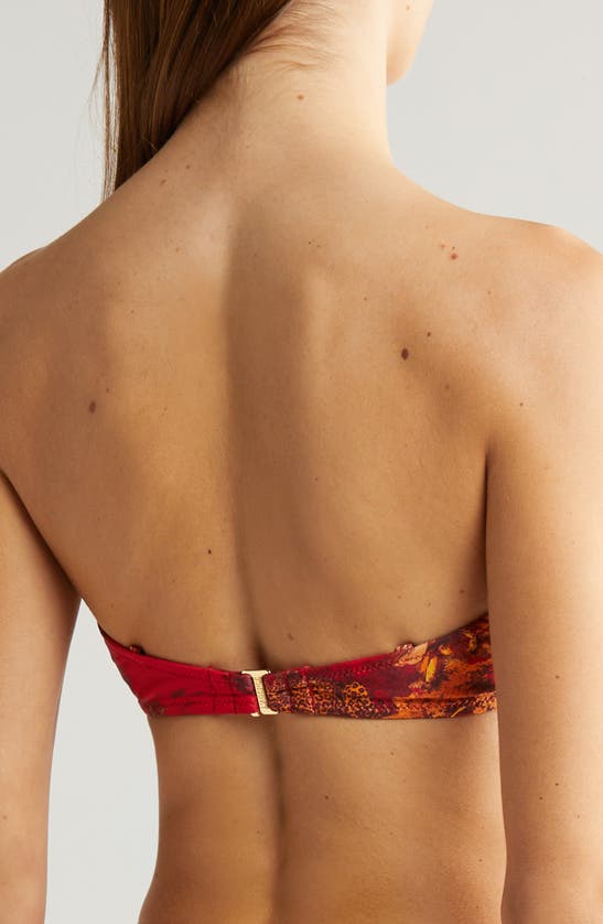 Shop L Agence L'agence Alexandria Red Jungle Structured Bikini Top In Scarlet