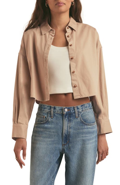 The Crop Relaxed Button-Up Shirt in Warm Sand