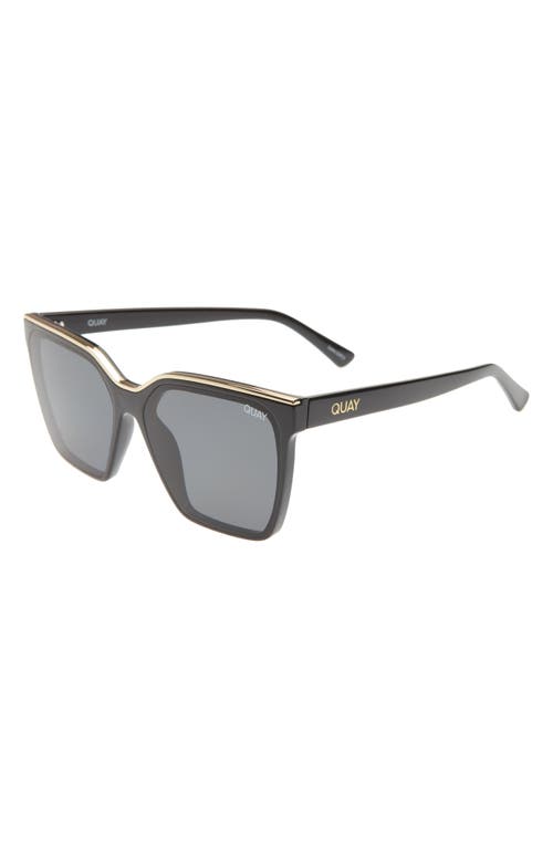 Shop Quay Level Up 56mm Polarized Square Sunglasses In Black Gold/smoke Polarized