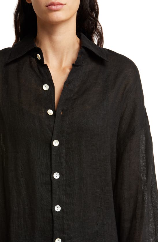 Shop Vitamin A ® Playa Linen Oversized Shirt In Ecolinen Gauze Black